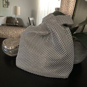 Jessica Mc Clintock Silver Beaded Sak Style Evening Handbag